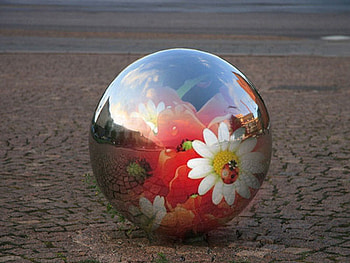 shining ball, silver, flowers, nice, ball HD wallpaper
