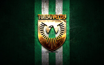 Tokyo Verdy FC, golden logo, J2 League, green metal background, football, japanese football club, Tokyo Verdy logo, Tokyo Verdy HD wallpaper