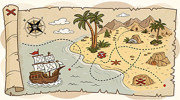 Adventure Awaits: Treasure Map in Stunning, treasure map, pirate ship, palm tree, adventure HD wallpaper