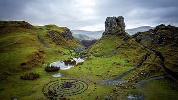 Fairy Glen landscape, Skye, Inner Hebrides, Scotland HD wallpaper
