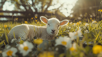 Serenity Lamb in Spring -, lamb HD wallpaper