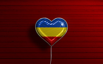 I Love Canar Province, , realistic balloons, red wooden background, Day of Canar Province, ecuadorian provinces, flag of Canar Province, Ecuador, balloon with flag, Provinces of Ecuador, Canar Province flag, Canar Province HD wallpaper