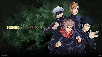 Fortnite X Jujutsu Kaisen, Megumi Fushiguro, Yuji Itadori, Nobara Kugisaki, Satoru Gojo, video game, Fortnite HD wallpaper