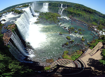 Nature, Trees, Rocks, Waterfall, Height, View, Steam, Clear, I See, Tourists, From Above, Above HD wallpaper