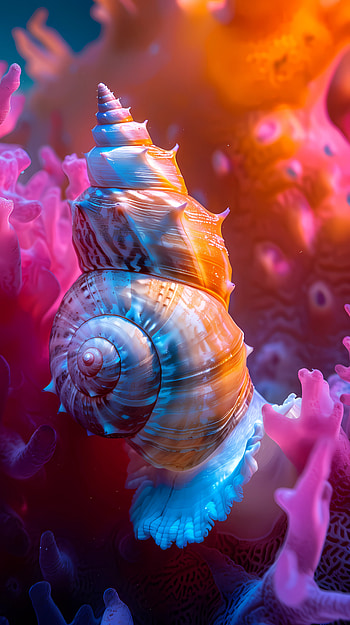 Sea snail and coral 3, underwater, ocean, nature, coral HD phone wallpaper