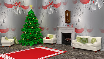 The Christmas Room, clock, Christmas, sfrederick2, clocks HD wallpaper