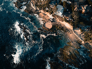 Nature, Sea, Building, View From Above, Surf HD wallpaper