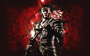 Kung Jin, Mortal Kombat Mobile, Scorpion MK Mobile, Mortal Kombat, red stone background, Mortal Kombat Mobile characters, grunge art, Kung Jin Mortal Kombat HD wallpaper
