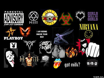Mixed society , emily the strange, him, guns n roses, emo, nirvana, playboy, collage, rock HD wallpaper