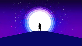 Moon Warrior Purple Sky , artist, artwork, digital-art HD wallpaper