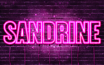 Happy Birtay Sandrine, , pink neon lights, Sandrine name, creative, Sandrine Happy Birtay, Sandrine Birtay, popular french female names, with Sandrine name, Sandrine HD wallpaper