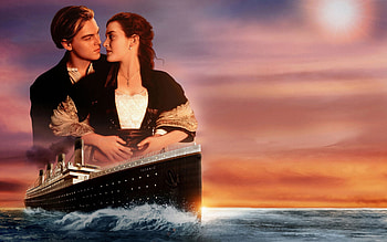 Titanic movie, Leonardo DiCaprio, Kate Winslet, Sunset romance HD wallpaper
