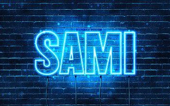 Sami, , with names, Sami name, blue neon lights, Happy Birtay Sami, popular arabic male names, with Sami name HD wallpaper