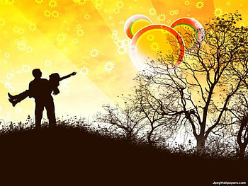 Let Me Carry You, yellow, couple, carry, sky, tree HD wallpaper
