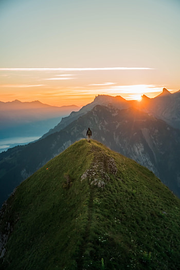 Nature, Sunset, Sky, Human, Person, Hill HD phone wallpaper