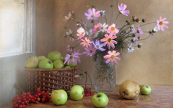 Still life, Fruits, Bouquet, Autumn, Berries, Apples HD wallpaper