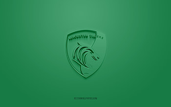 Leicester Tigers, creative 3D logo, green background, Premiership Rugby, 3d emblem, English rugby Club, England, 3d art, rugby, Leicester Tigers 3d logo HD wallpaper