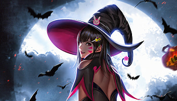 Halloween, D.VA, overwatch art HD wallpaper