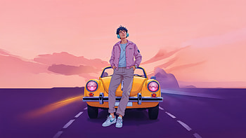 Sunset Cruise Retro Road Trip, sunset, car, artist, artwork, art, digital-art, retrowave, retro HD wallpaper
