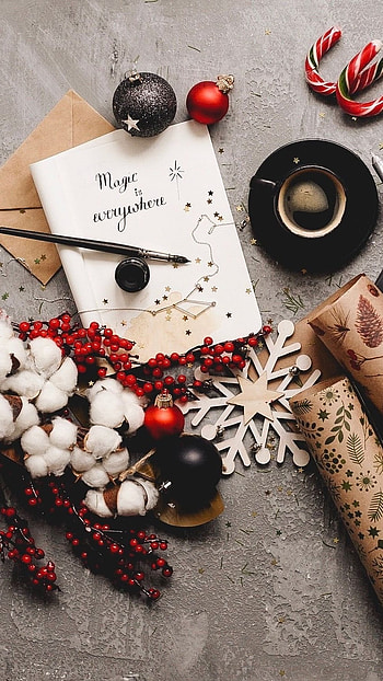 Christmas Aesthetic, Flat Lay HD phone wallpaper