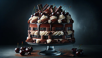 Decadent Black Forest Cake, black forest cake, cake, dessert, chocolate, cherry HD wallpaper
