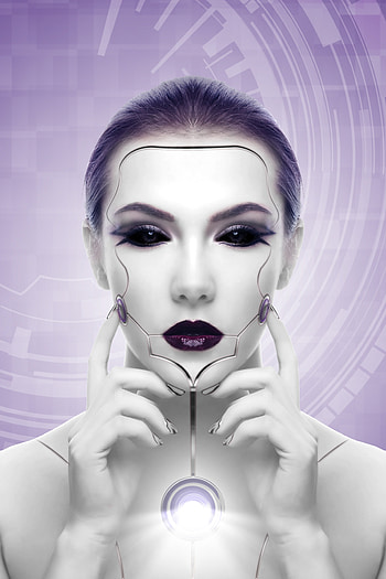 3D, Futurism, Girl, Robot, Cyborg, Face HD phone wallpaper