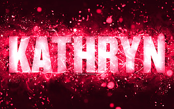 Happy Birtay Kathryn, , pink neon lights, Kathryn name, creative, Kathryn Happy Birtay, Kathryn Birtay, popular american female names, with Kathryn name, Kathryn HD wallpaper