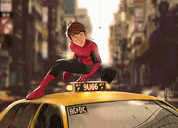 Spidey Tax Ride, spiderman, superheroes, artwork, artist, digital-art, behance HD wallpaper
