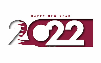 Happy New Year 2022 Qatar, white background, Qatar 2022, Qatar 2022 New Year, 2022 concepts, Qatar, Flag of Qatar HD wallpaper