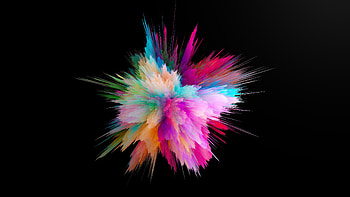 Colorful powder burst, Energetic explosion, Dark background, Abstract art HD wallpaper