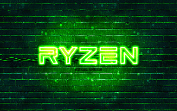 AMD Ryzen green logo, , green brickwall, AMD Ryzen logo, brands, AMD Ryzen neon logo, AMD Ryzen HD wallpaper