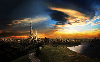 Landscape, Cities, Sky, Art, Architecture HD wallpaper