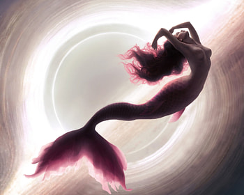 Black hole siren, mermaid, frumusete, art, gorgeous, gurl, summer, superb, pink, fantasy, black hole, pandora young, luminos, water, hair, siren, vara HD wallpaper