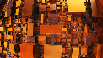 3d Fractal Art, 3D, cube, gold, yellow, orange (Color), Abstract, fractal HD wallpaper