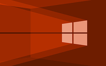 Windows 10 orange logo, orange abstract background, minimalism, Windows 10 logo, Windows 10 minimalism, Windows 10 HD wallpaper