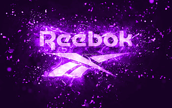 Reebok violet logo, , violet neon lights, creative, violet abstract background, Reebok logo, brands, Reebok HD wallpaper