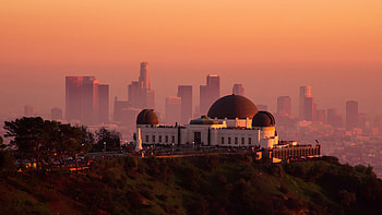 Sunset on Griffith Observatory, Downtown Los Angeles HD wallpaper