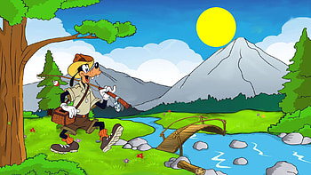 Goofy, Fish hunting, Cartoon character HD wallpaper