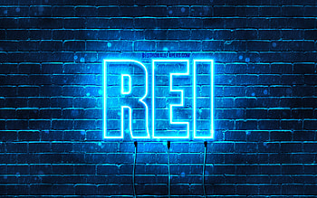 Happy Birtay Rei, , blue neon lights, Rei name, creative, Rei Happy Birtay, Rei Birtay, popular japanese male names, with Rei name, Rei HD wallpaper