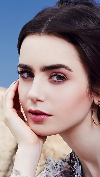 Lily Collins, Face , Ultra HD phone wallpaper