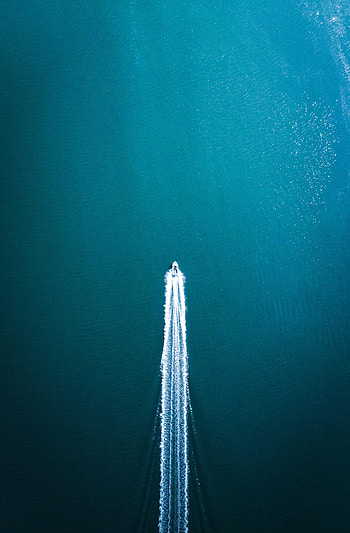 Water, Sea, View From Above, Miscellanea, Miscellaneous, Boat, Track, Trace HD phone wallpaper
