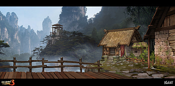 Shadow Fight 3 Village Scenery, video game, Shadow Fight 3 HD wallpaper