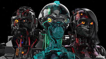 Chiptos X Alien Kong Mirai Robot Black Art Heads, robot HD wallpaper