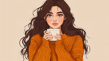 Cozy Sweater Vibes: A Ultra, woman, cozy sweater, coffee, sweater, illustration HD wallpaper