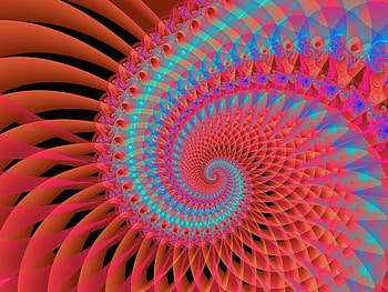 Spiraling Down, blue, spiral, orange, abstract HD wallpaper