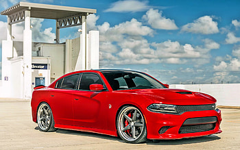 Dodge Charger Hellcat, 2021, front view, exterior, red sedan, new red Charger Hellcat, tuning Charger, American cars, Dodge HD wallpaper