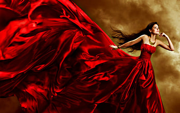 Fantasy red, model, fantasy, red, girl, dress, woman HD wallpaper