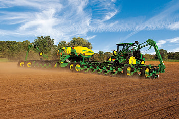 John Deere planter, Farms HD wallpaper