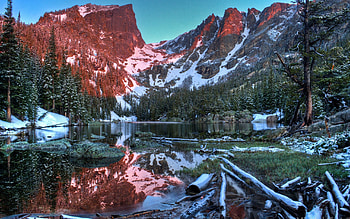 Nature, Rivers, Grass, Mountains, Snow HD wallpaper