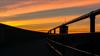 Road Railing Twilight During Sunset Dark Background Dark Background HD wallpaper